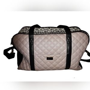 Betsey Johnson Weekender Tote, Pink and Black with animal print top